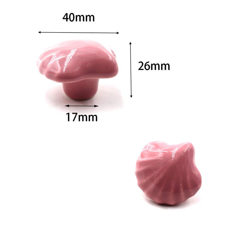 Flomore Pink Drawer Knob Ceramic Cabinet Knobs Kids Room Handle Pull Shell Shape for Dresser Drawers (Pack of 8 Screws Included) - Image 3
